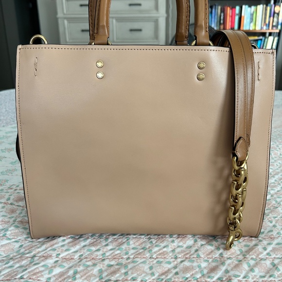 EUC Coach Rogue 31 Colorblock Beechwood Chalk Burgandy Brass HW “C”Chain RARE 👜 - Picture 8 of 16